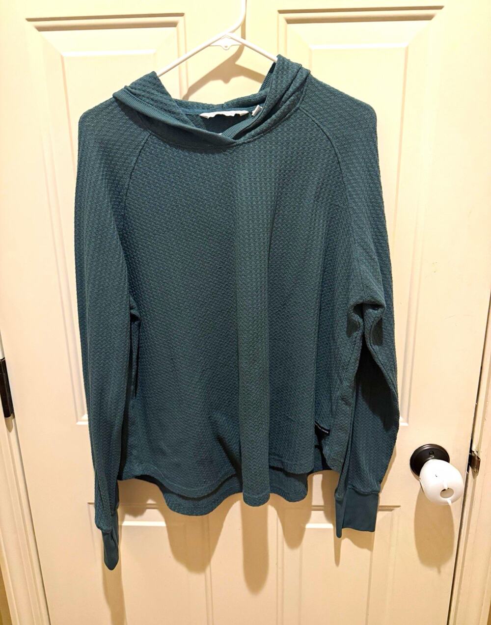 Calvin Klein Jeans Women’s Hooded Pullover Knit Hoodie Logo Solid Green M
